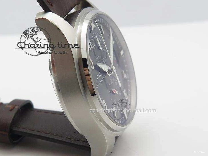 MIROTIME 0822 Cozy Pilot Chrono SS IW387802 V6F 1:1 Best Edition On Brown Leather Strap A 7323